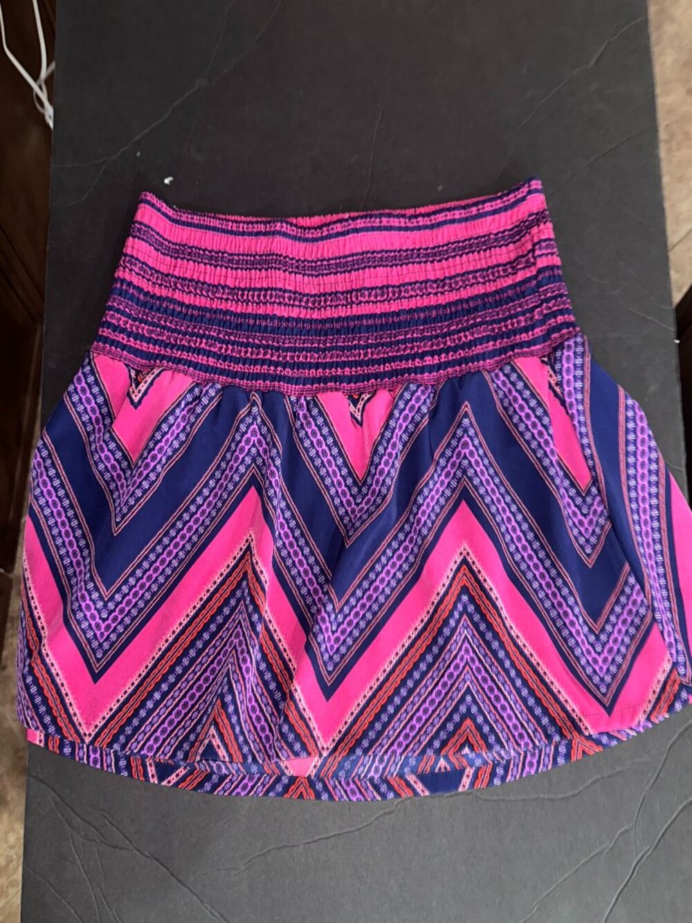 Express Pink & Navy Chevron Mini Skirt – Size S